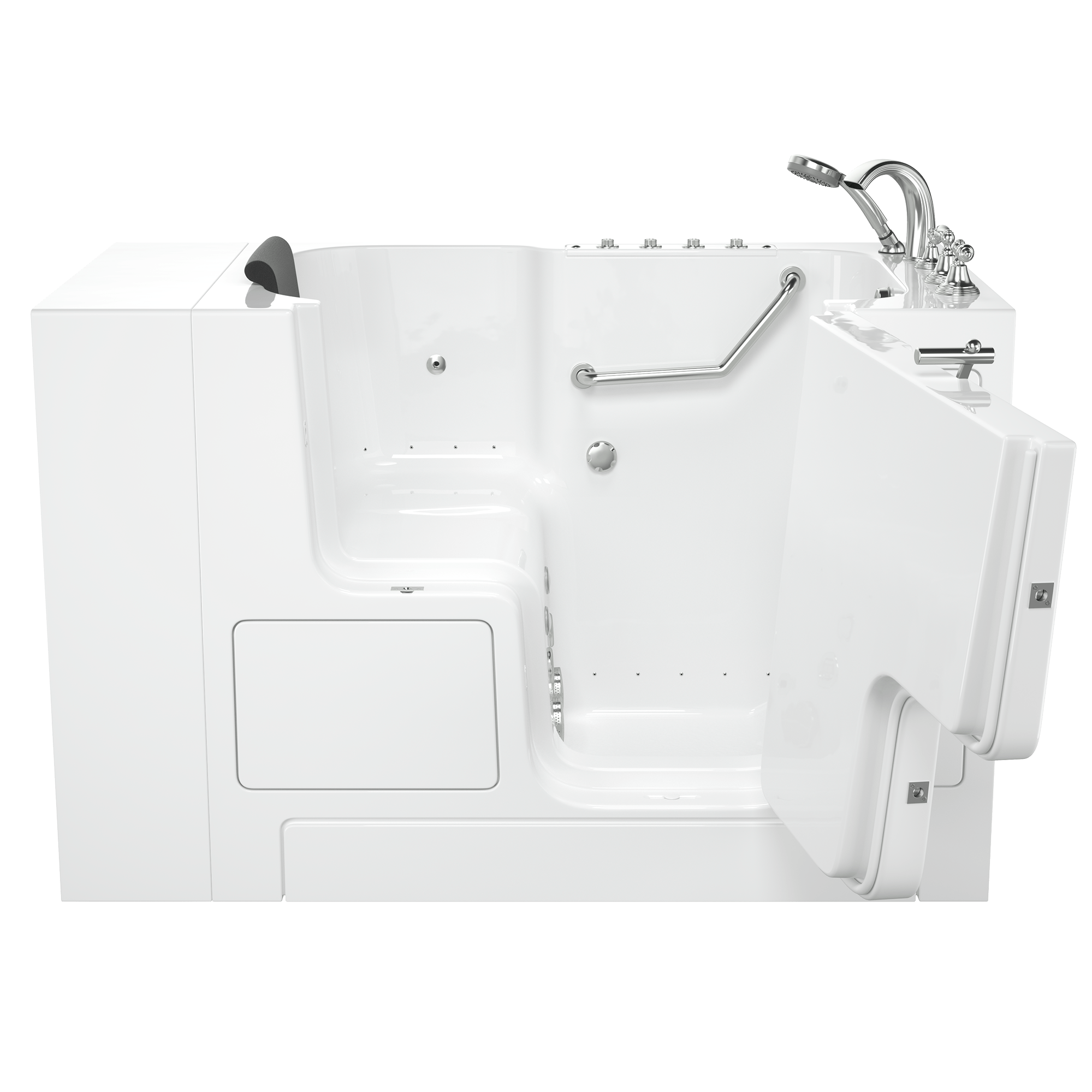 Gelcoat Premium Series 32 x 52  Inch Walk in Tub With Combination Air Spa and Whirlpool Systems   Right Hand Drain With Faucet WIB WHITE
